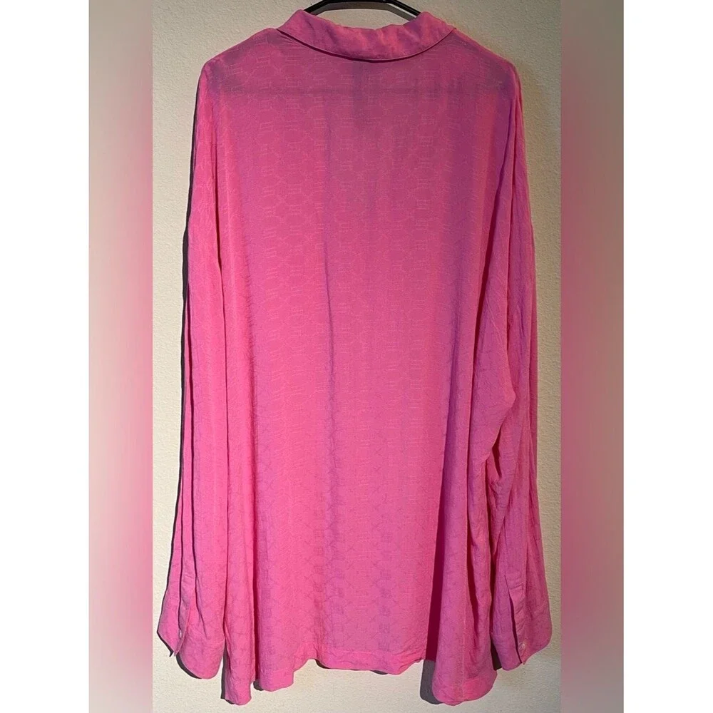 Savage × Fenty Monogram Voile Button Down Sleep Shirt Size XL Pink